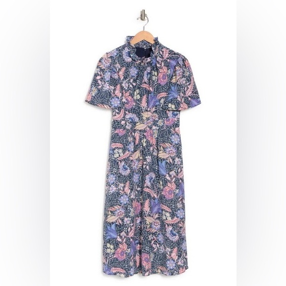 Julia Jordan || Mock Neck Floral + Paisley Dress Blue Pink 12 NWT - Picture 10 of 10